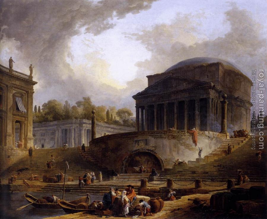 Hubert Robert : View of Ripetta Hubert Robert : View of Ripetta